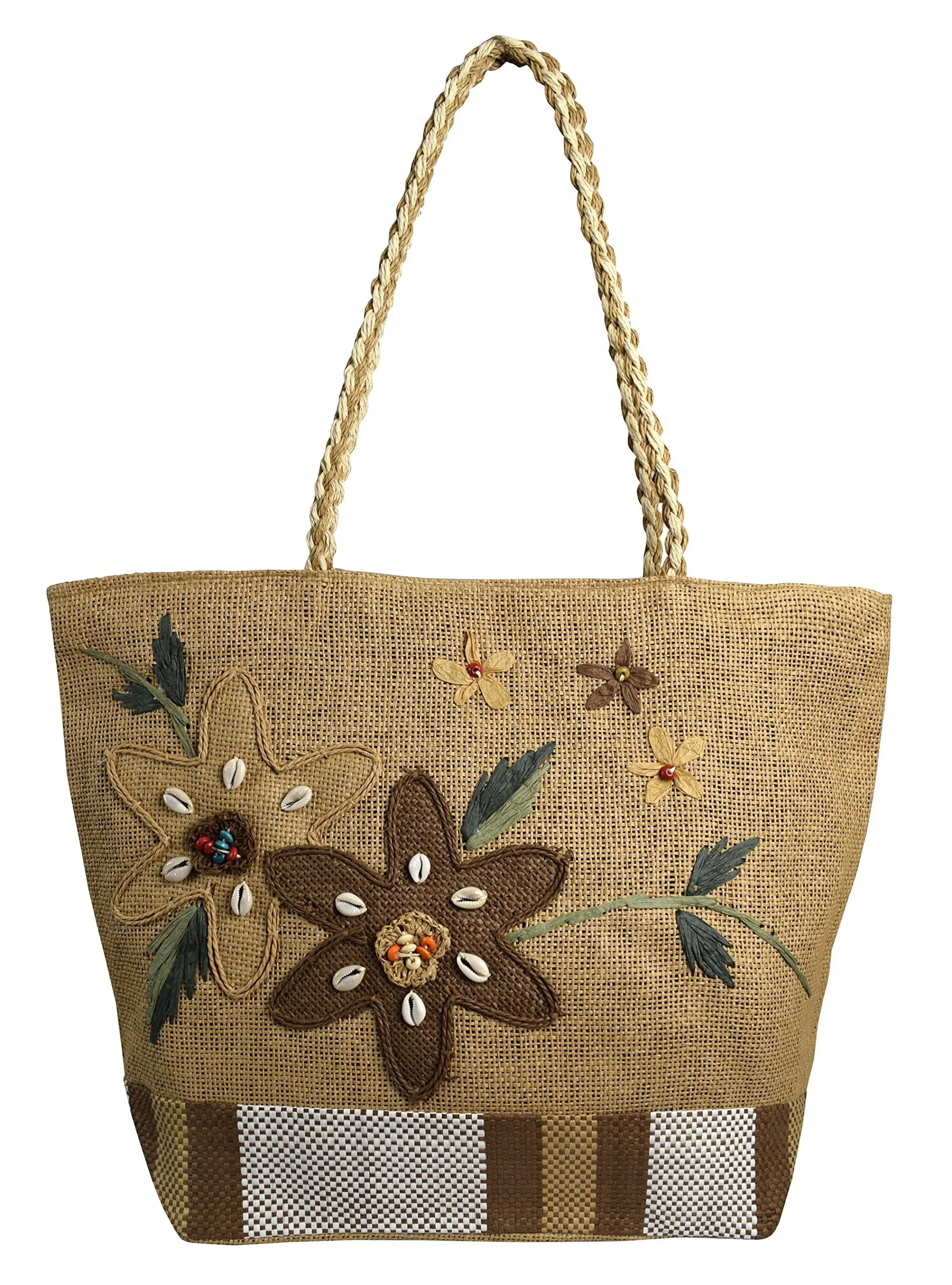 Floral Jute Handbags Multipurpose Shoulder Bags Purse