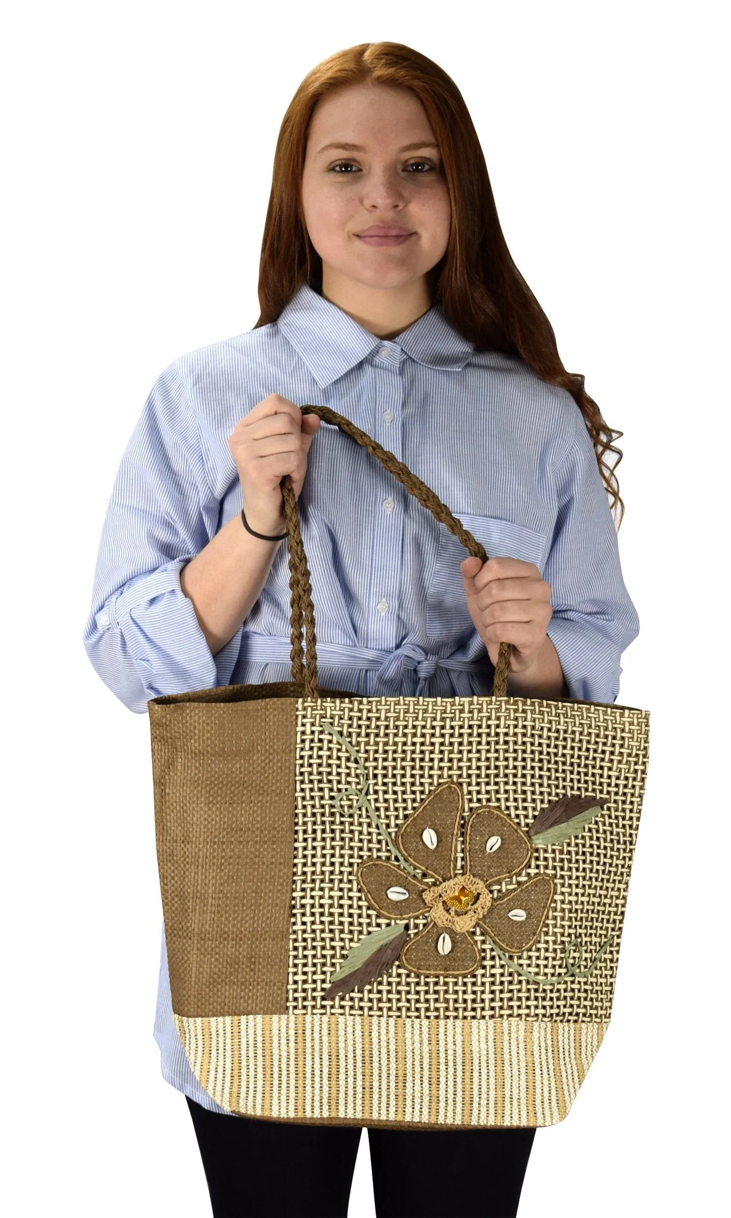 Floral Jute Handbags Multipurpose Shoulder Bags Purse