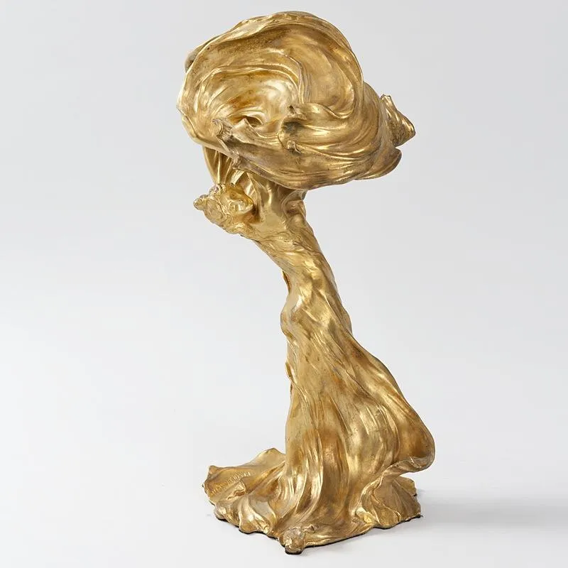 François-Raoul Larche Lighted Gilt Bronze Sculpture of Loïe Fuller