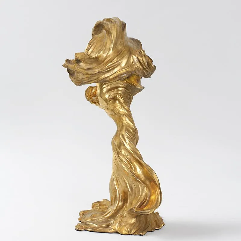 François-Raoul Larche Lighted Gilt Bronze Sculpture of Loïe Fuller