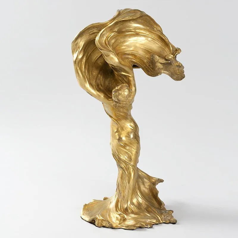 François-Raoul Larche Lighted Gilt Bronze Sculpture of Loïe Fuller