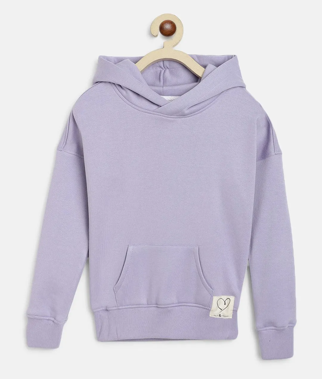 Girls Purple Poly-Cotton Solid Full Sleeves Sweatshirt