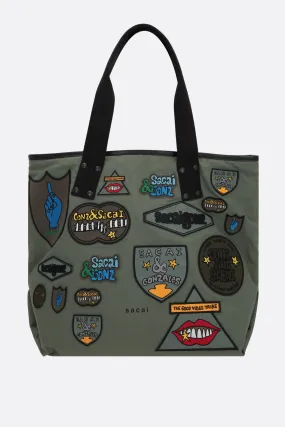 Gonz Multi Patch large nylon tote bag