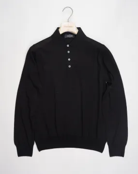 Gran Sasso Cashmere & Silk Polo / Black