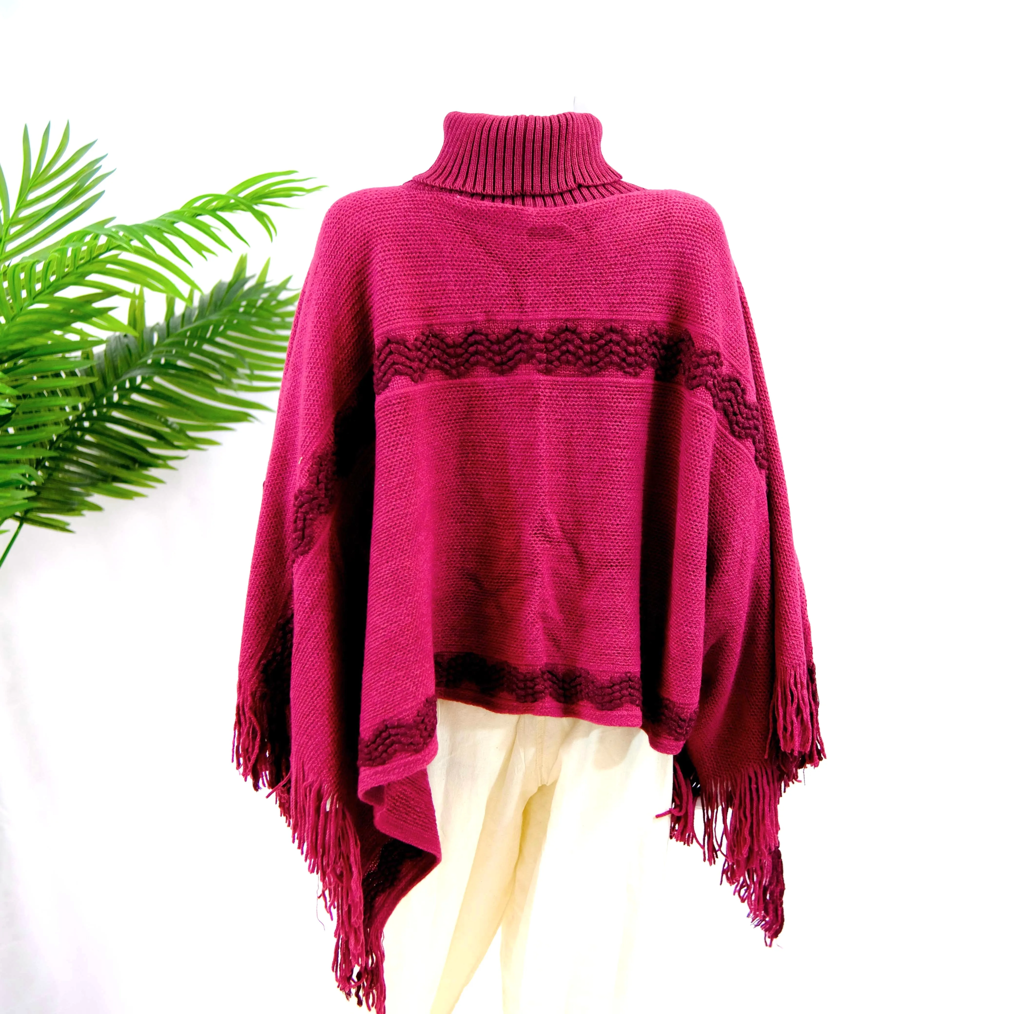 Hand Knit Turtle Neck Poncho