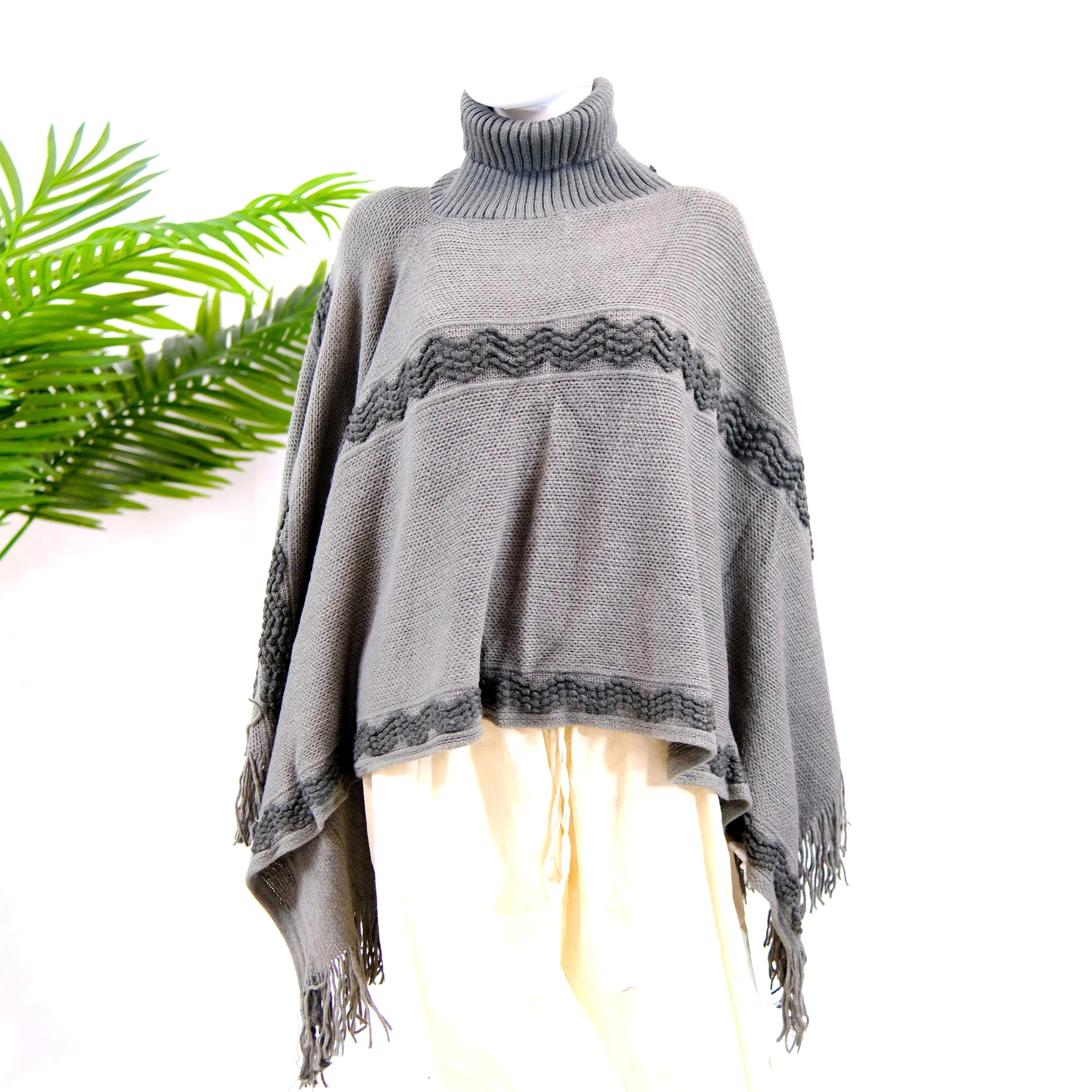 Hand Knit Turtle Neck Poncho