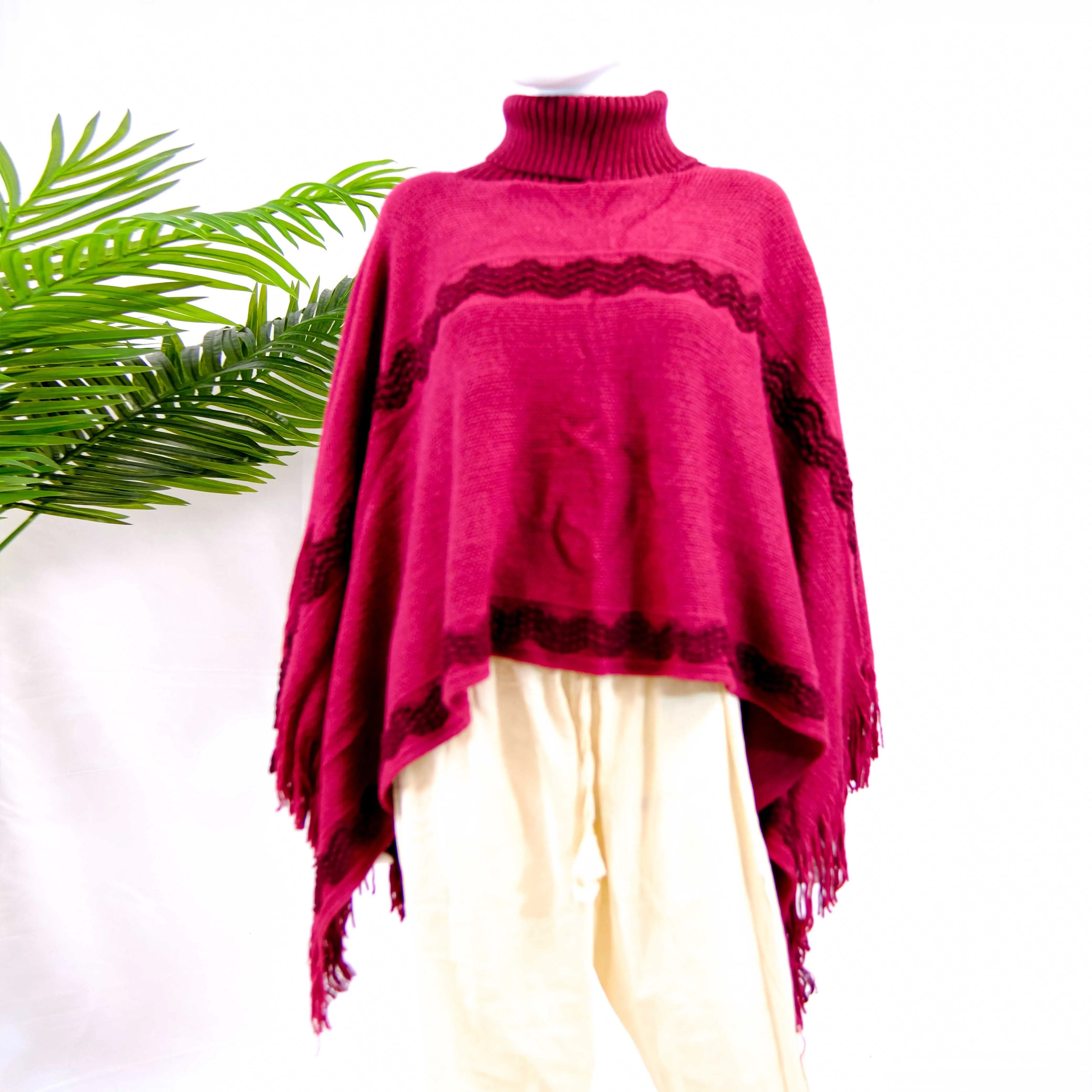 Hand Knit Turtle Neck Poncho