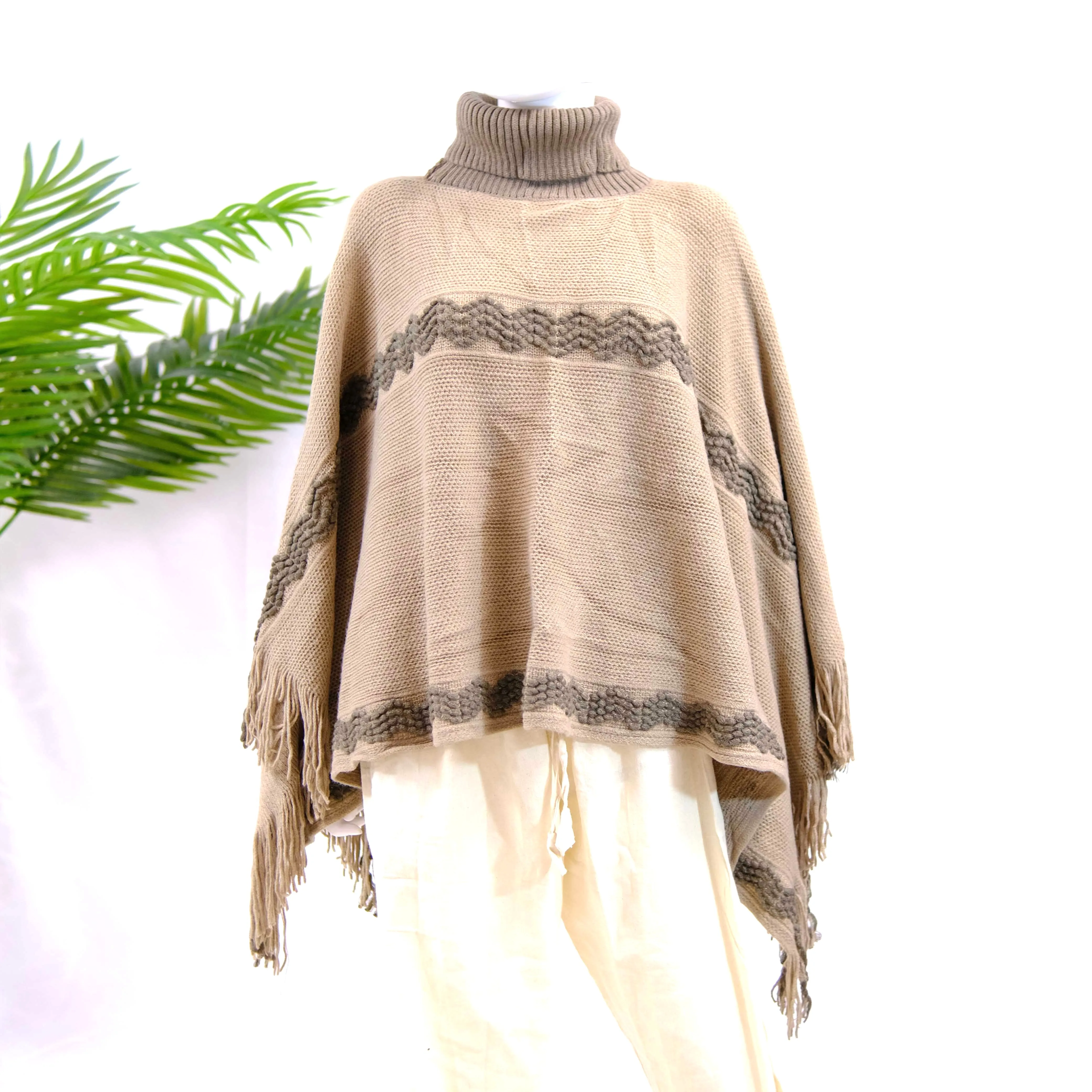 Hand Knit Turtle Neck Poncho