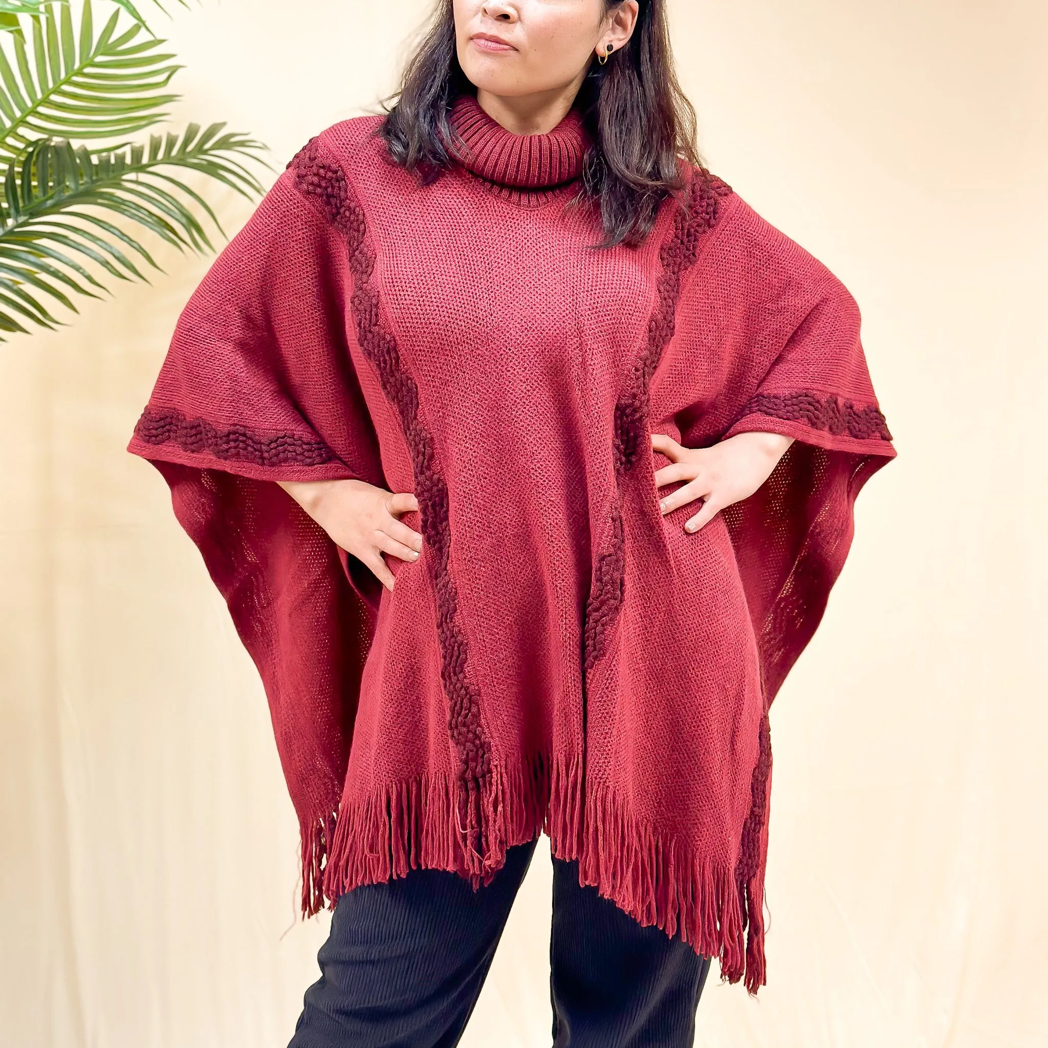 Hand Knit Turtle Neck Poncho