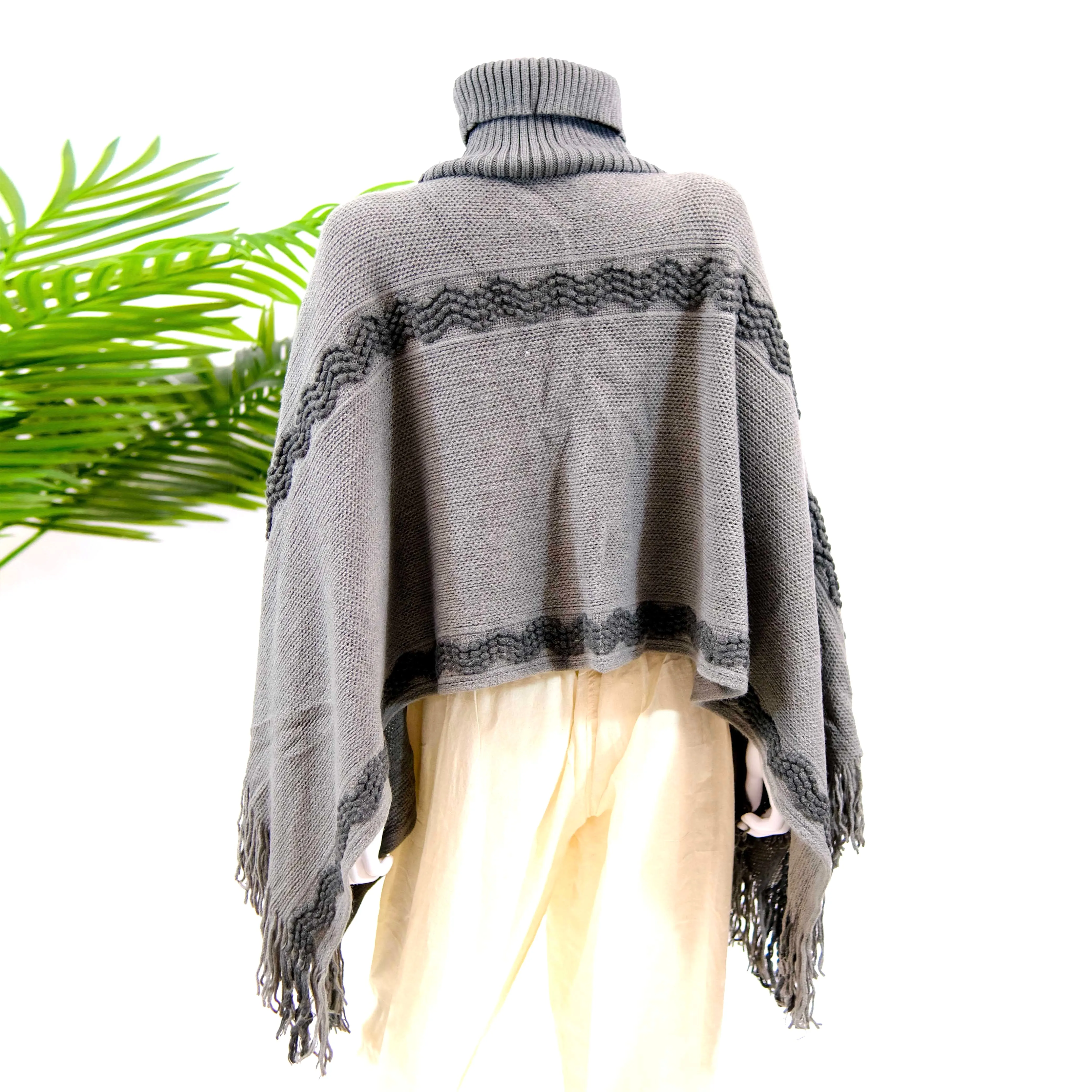 Hand Knit Turtle Neck Poncho