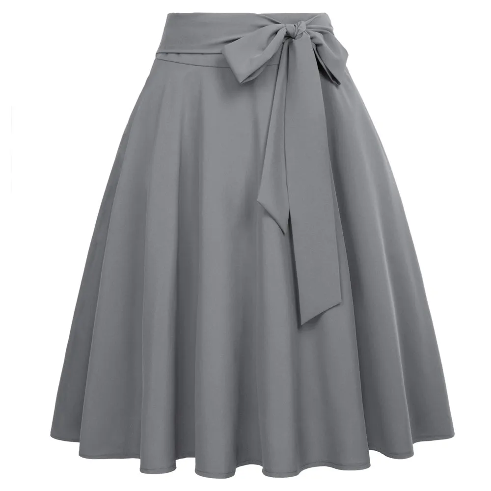 High Waisted A-Line Pocket Skirt Skate Skirt Flared Midi Skirt