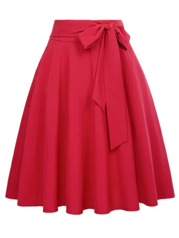 High Waisted A-Line Pocket Skirt Skate Skirt Flared Midi Skirt