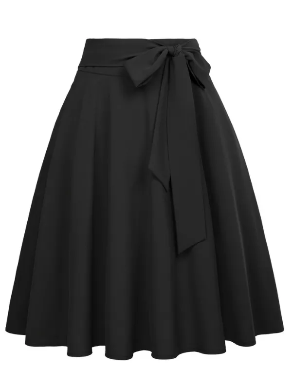 High Waisted A-Line Pocket Skirt Skate Skirt Flared Midi Skirt