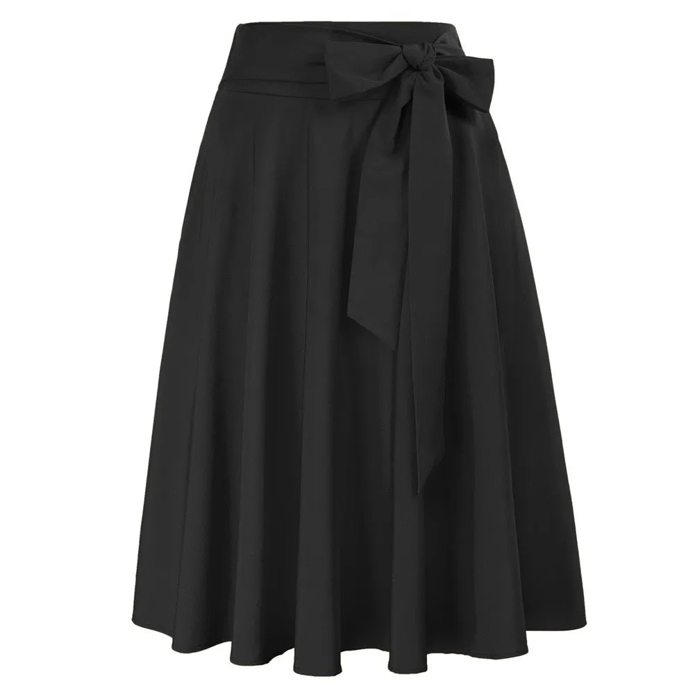 High Waisted A-Line Pocket Skirt Skate Skirt Flared Midi Skirt