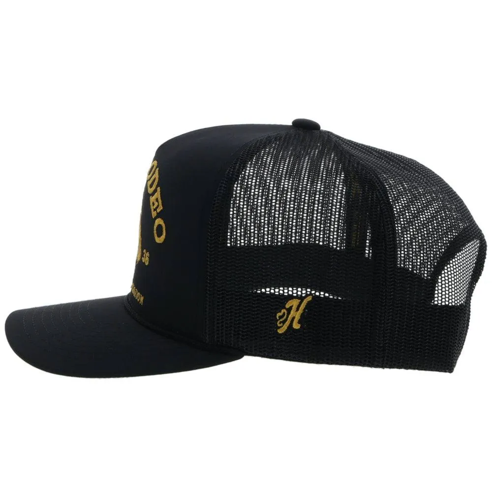 HOOEY PRORODEO BLACK HAT W/GOLD LOGO