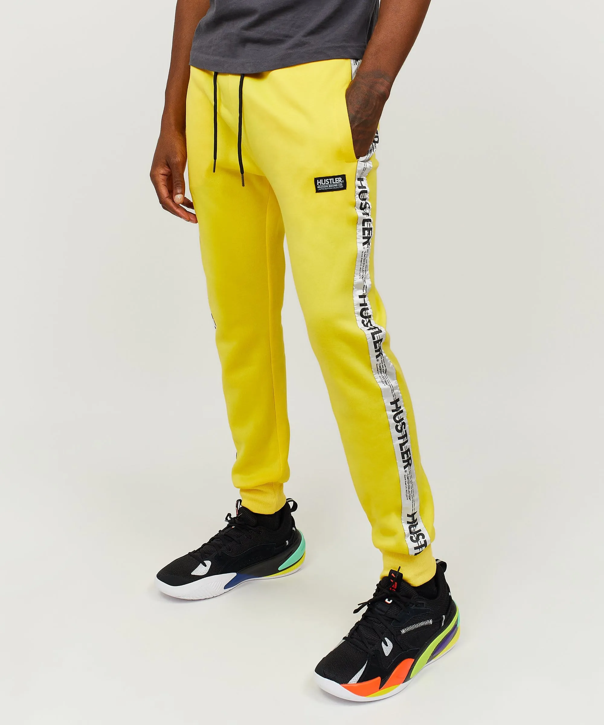 Hustler Logo Tape Joggers - Yellow