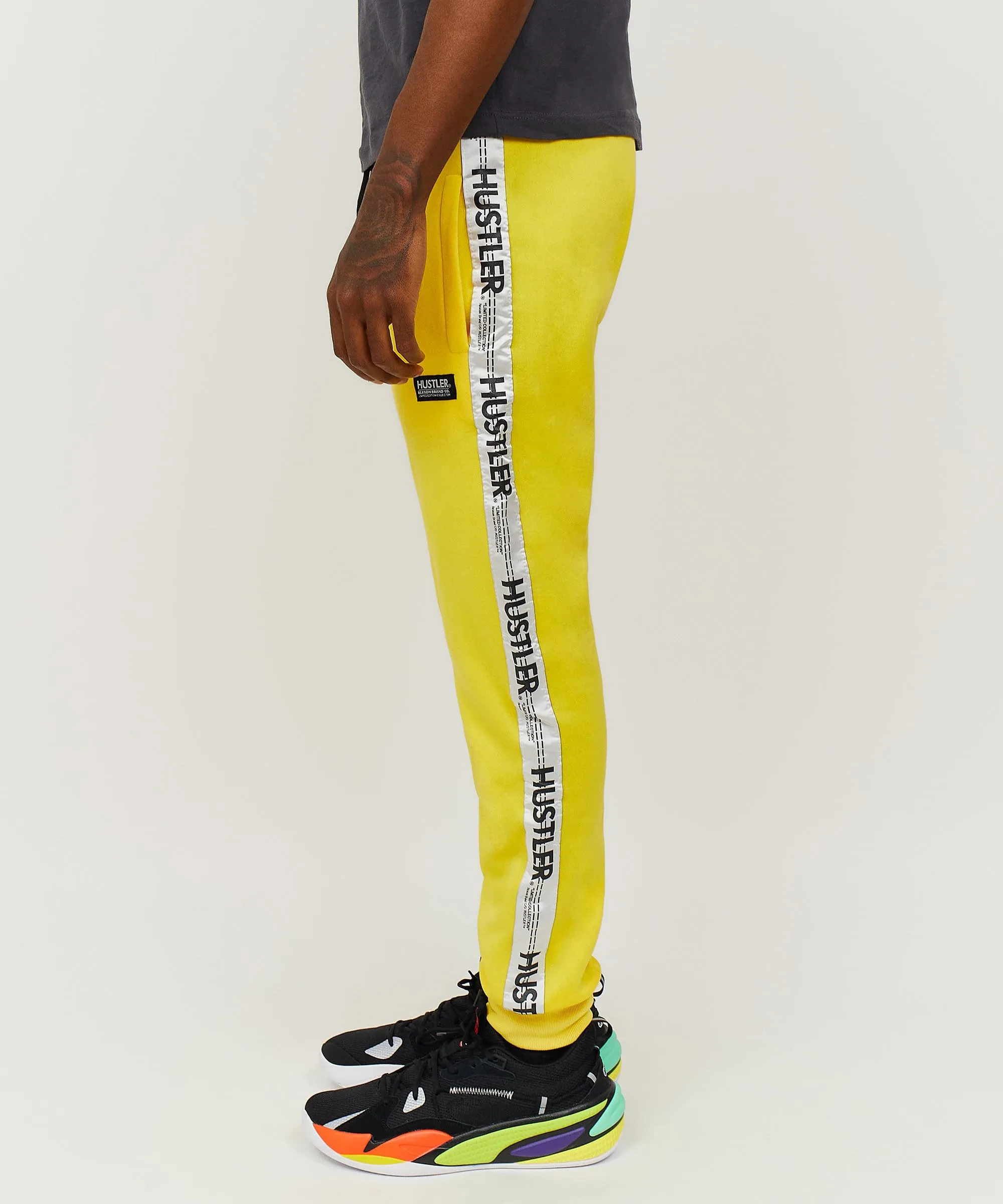 Hustler Logo Tape Joggers - Yellow