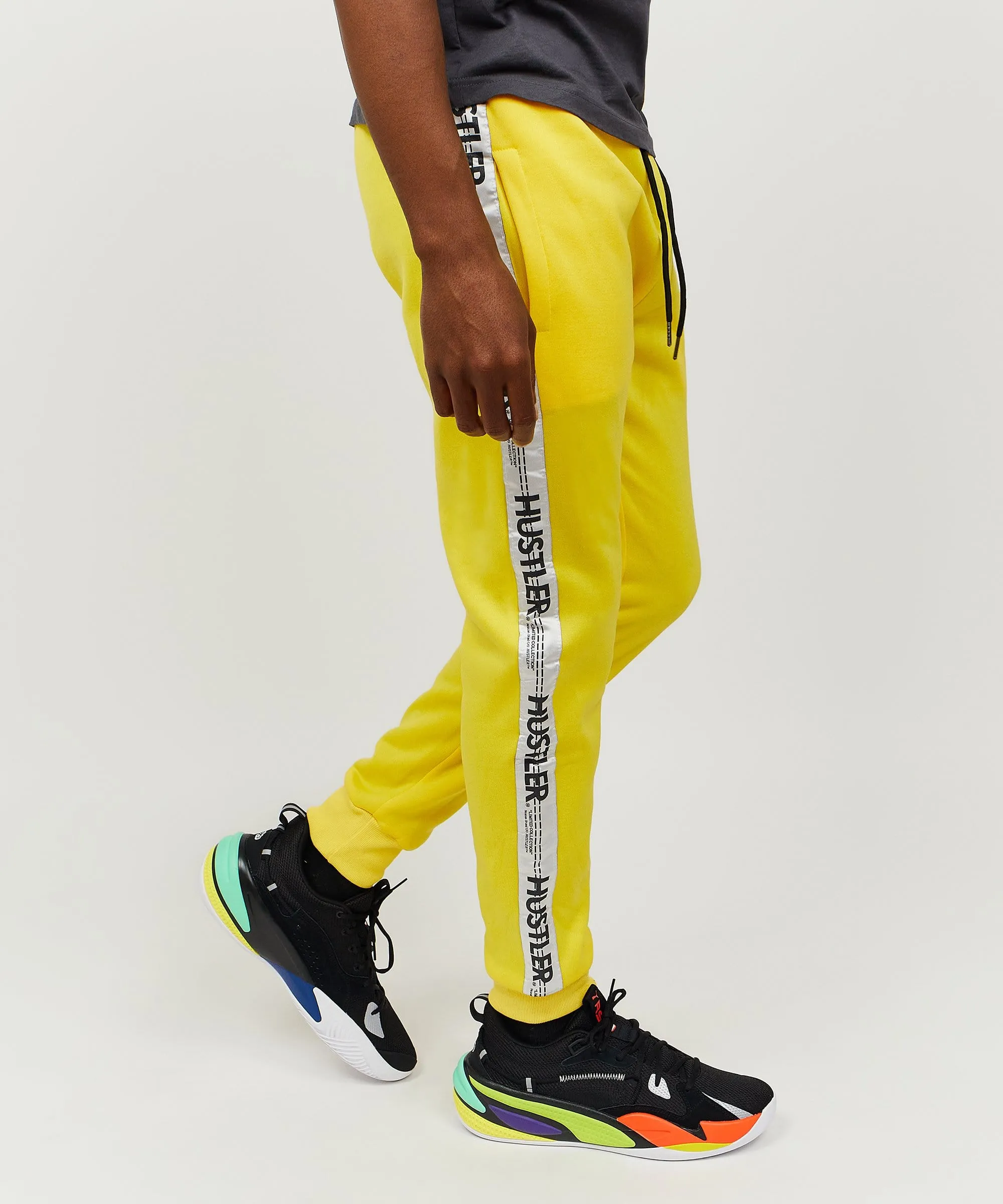 Hustler Logo Tape Joggers - Yellow