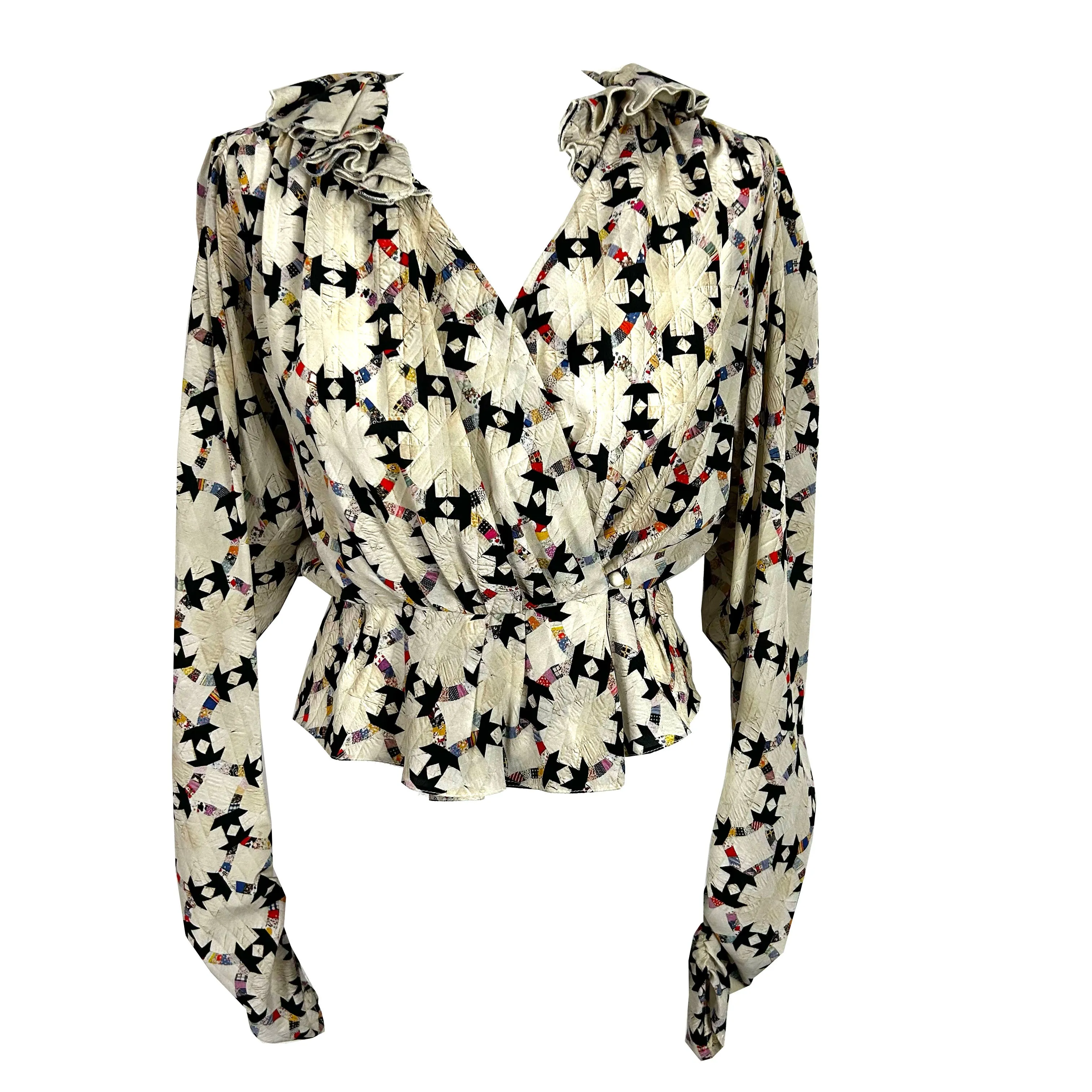 Isabel Marant Brand New Cream Geometric Print Blineali Top XXS