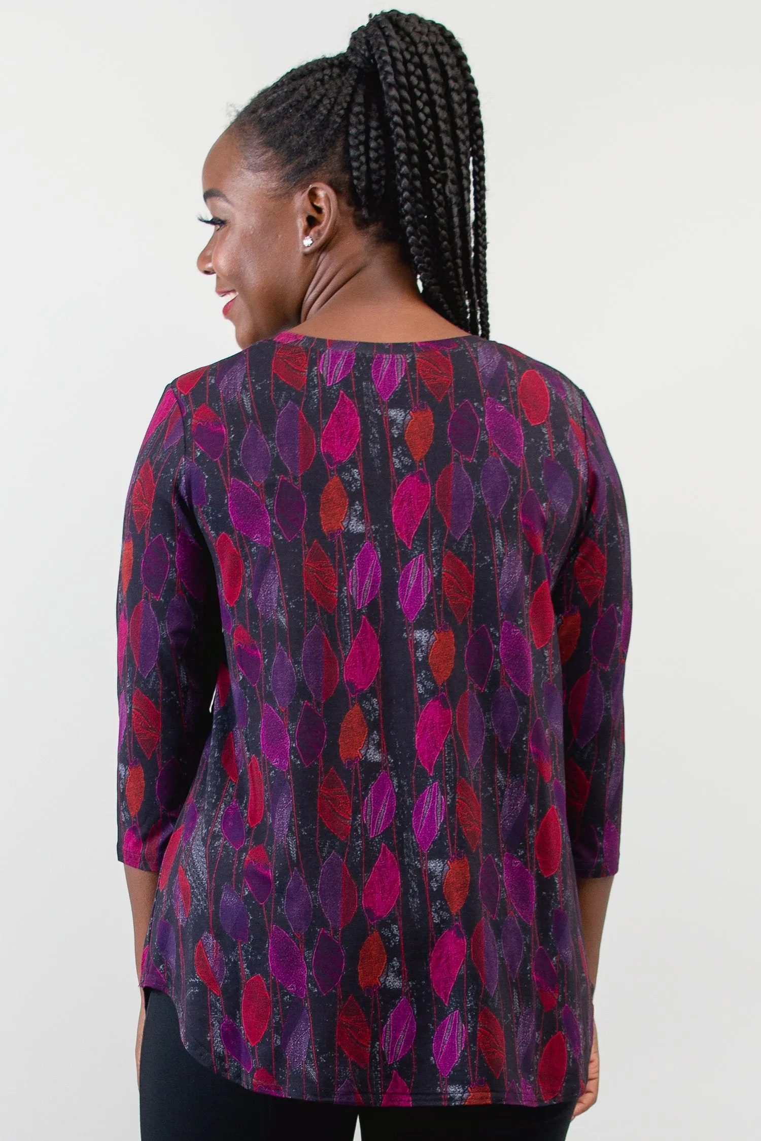 Jackie 3/4 Sleeve, Orchid Leaf, Bamboo - Final Sale