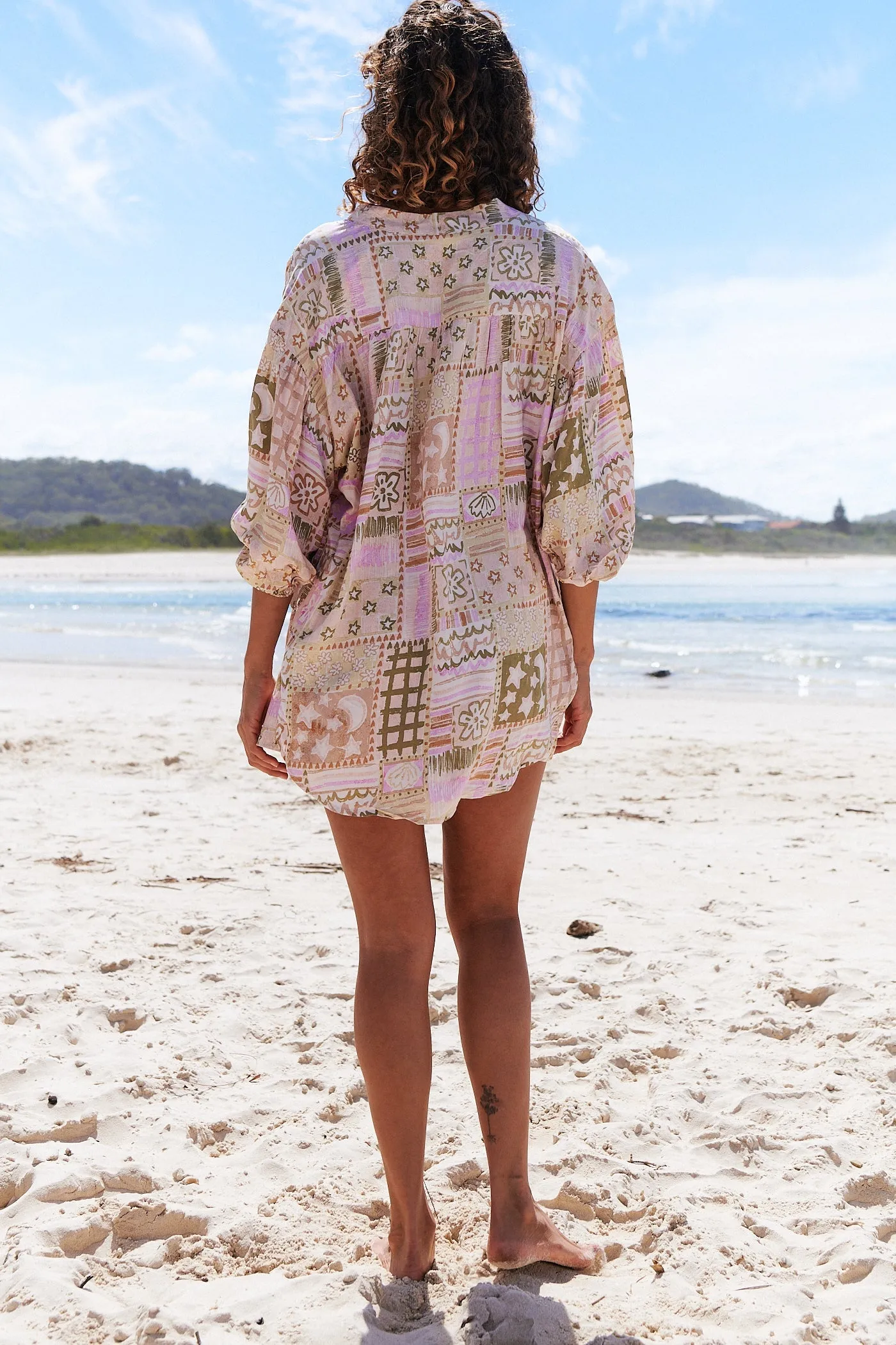 Justine Shirt - Beige/Pink