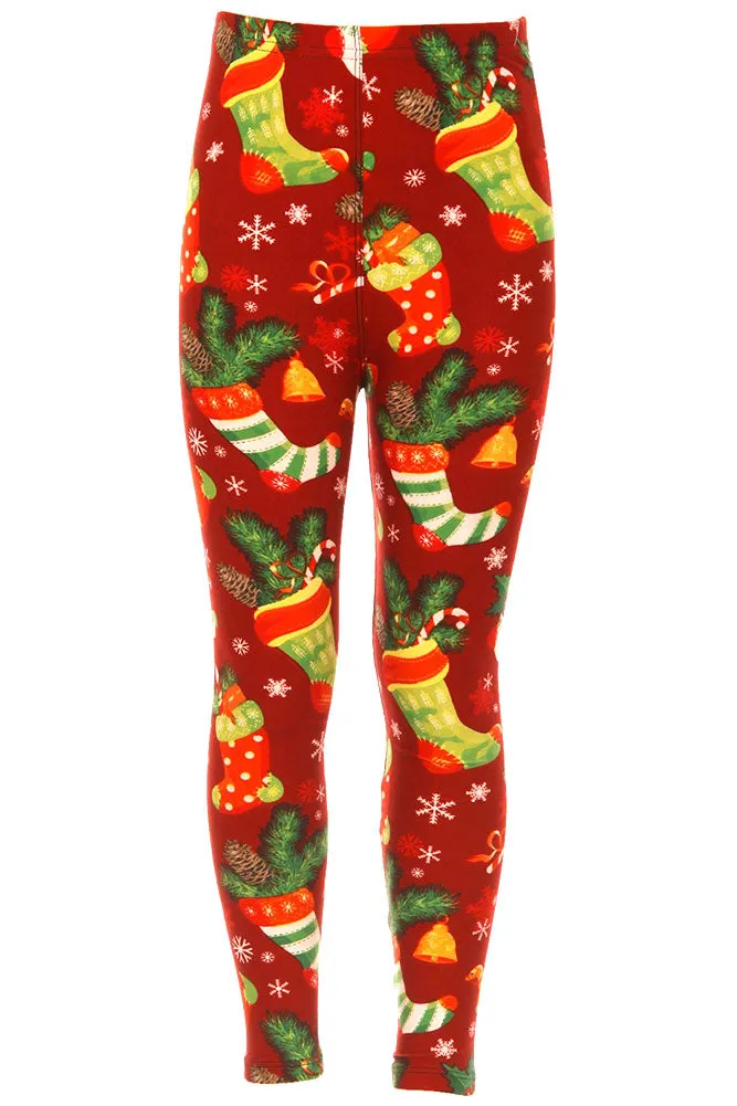 Kid's Christmas Socks Holiday Gift Pattern Printed Leggings