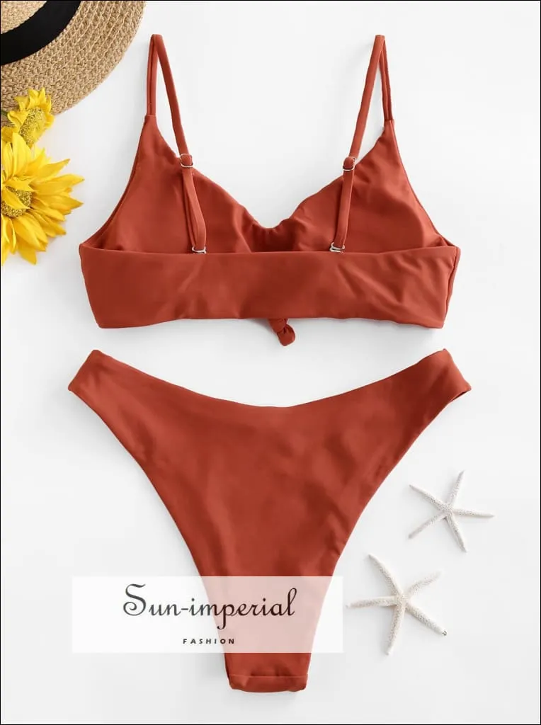 Knot High Cut Bralette Bikini Swimsuit Bikini Sets