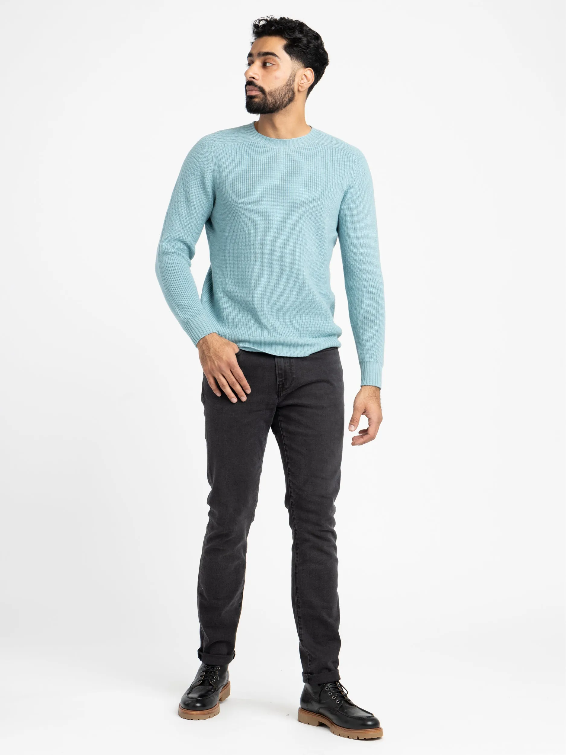 Light Blue Rain Wool Crewneck