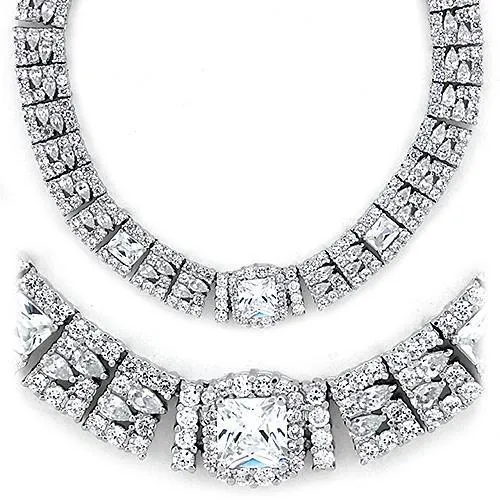 LOAS1305 Rhodium 925 Sterling Silver Necklace with AAA Grade CZ in Clear