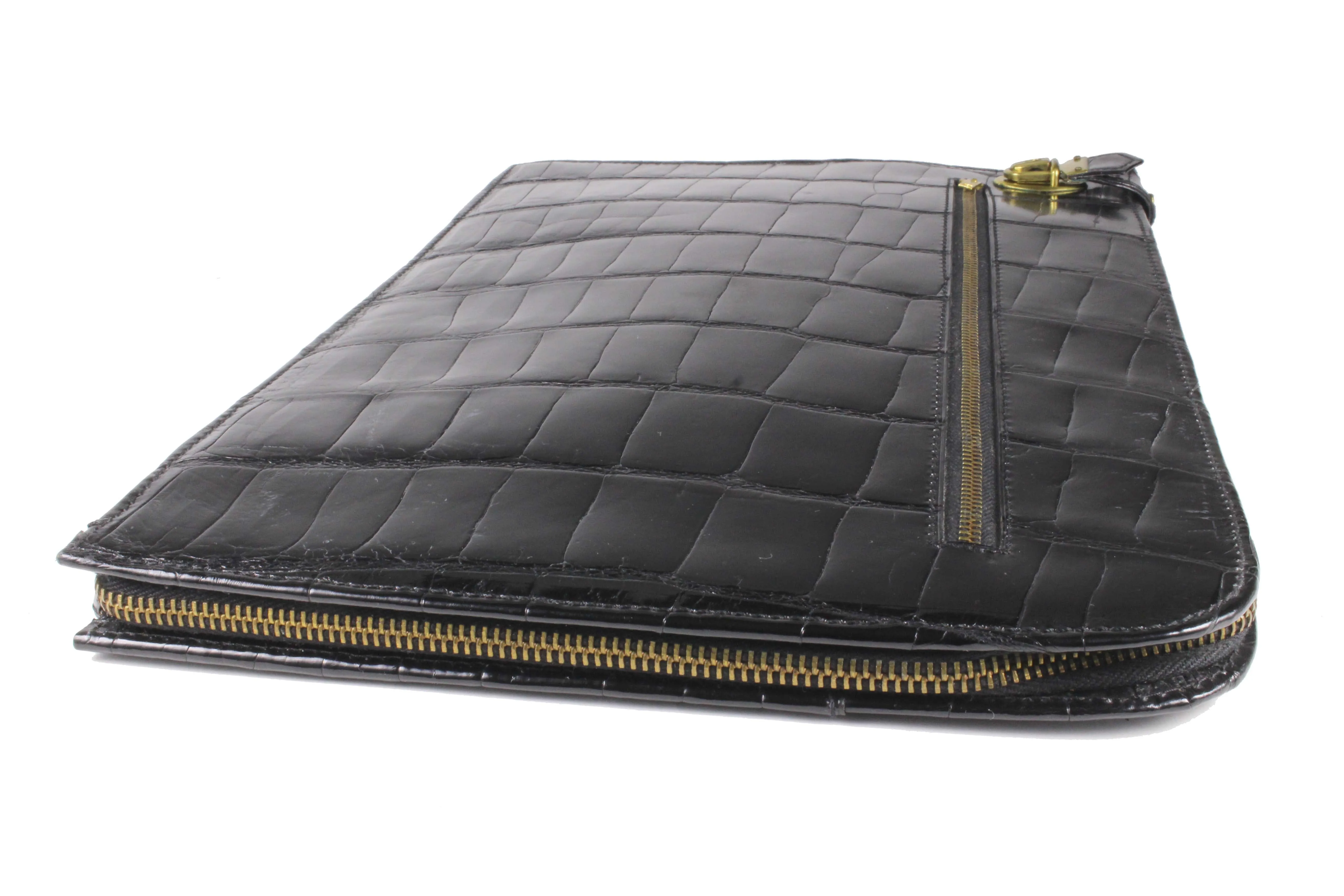 LOEWE black crocodile skin briefcase