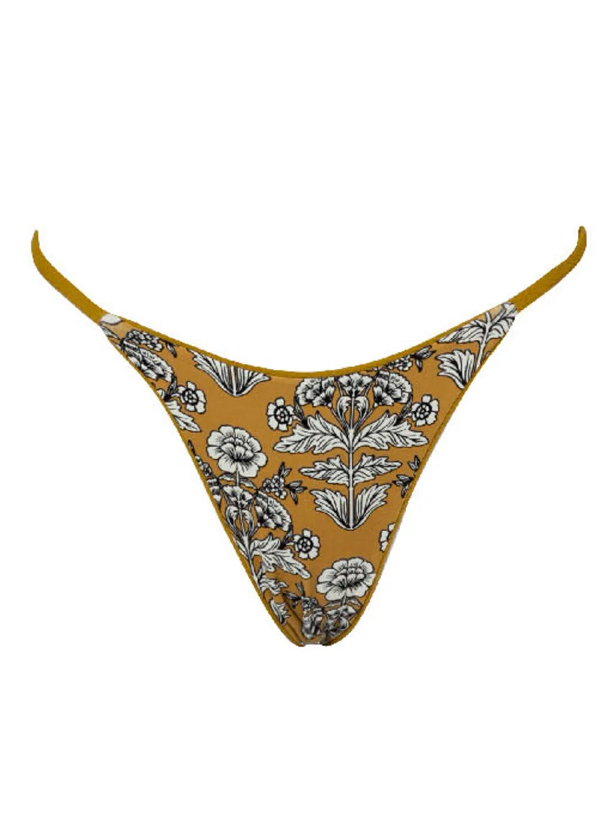 Maaji Engraved Leaves Micro Midi Regular Rise Single Strap Bikini Bottom