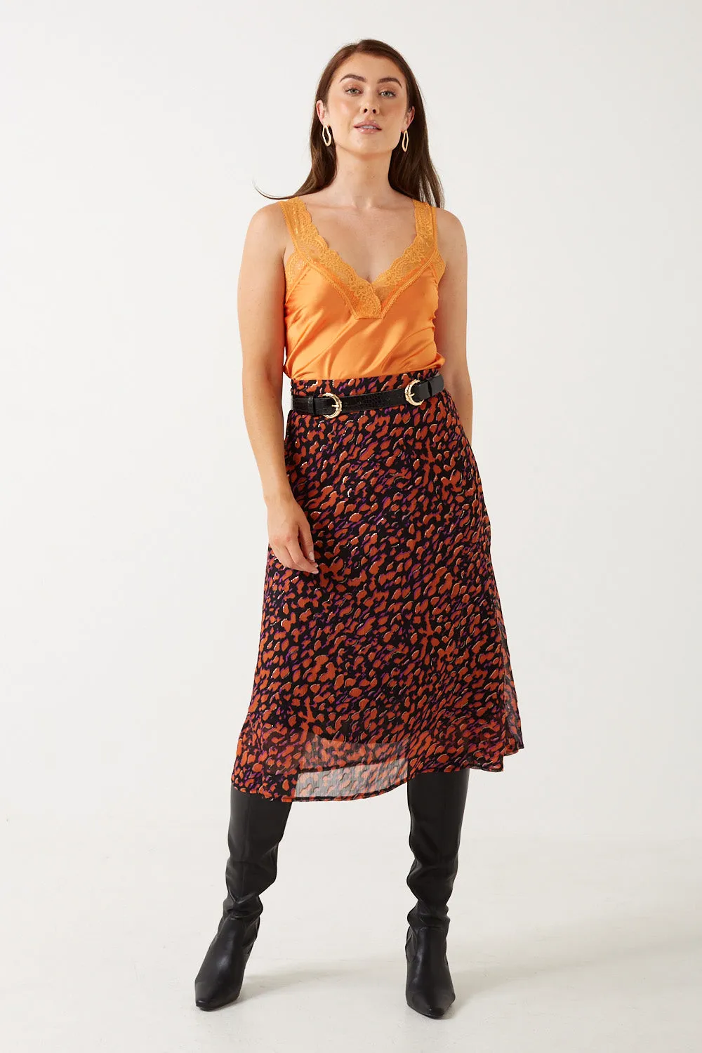 Marc Angelo Leopard A-Line Skirt