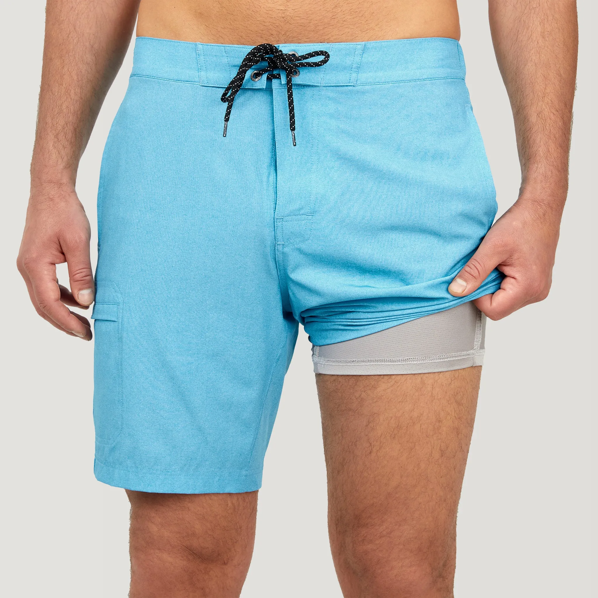 Men's Textured Solid Cargo Surf Swim Short