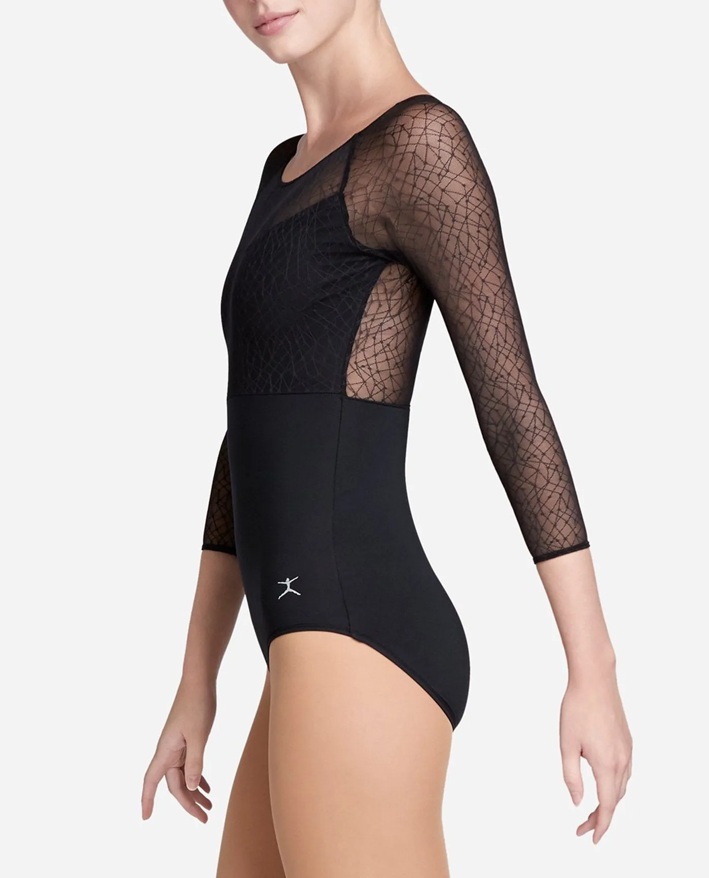 Mesh Overlay Long Sleeve Leotard