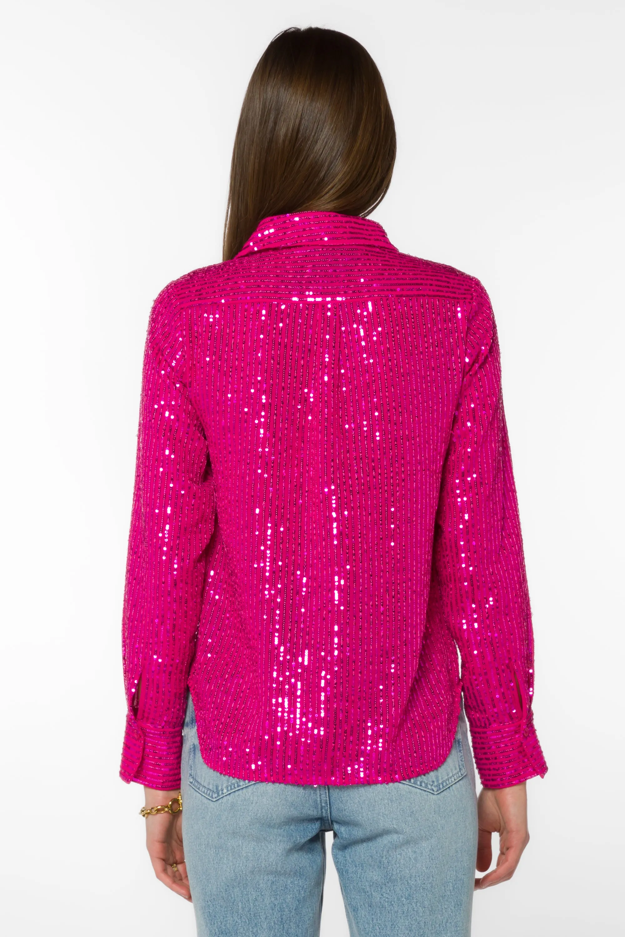 Michael Dragonfruit Sequin Shirt