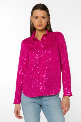 Michael Dragonfruit Sequin Shirt