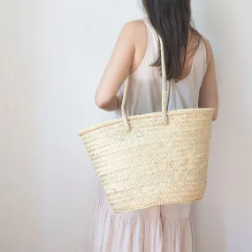 Moroccan Palm Leaf Basket with Long Handles