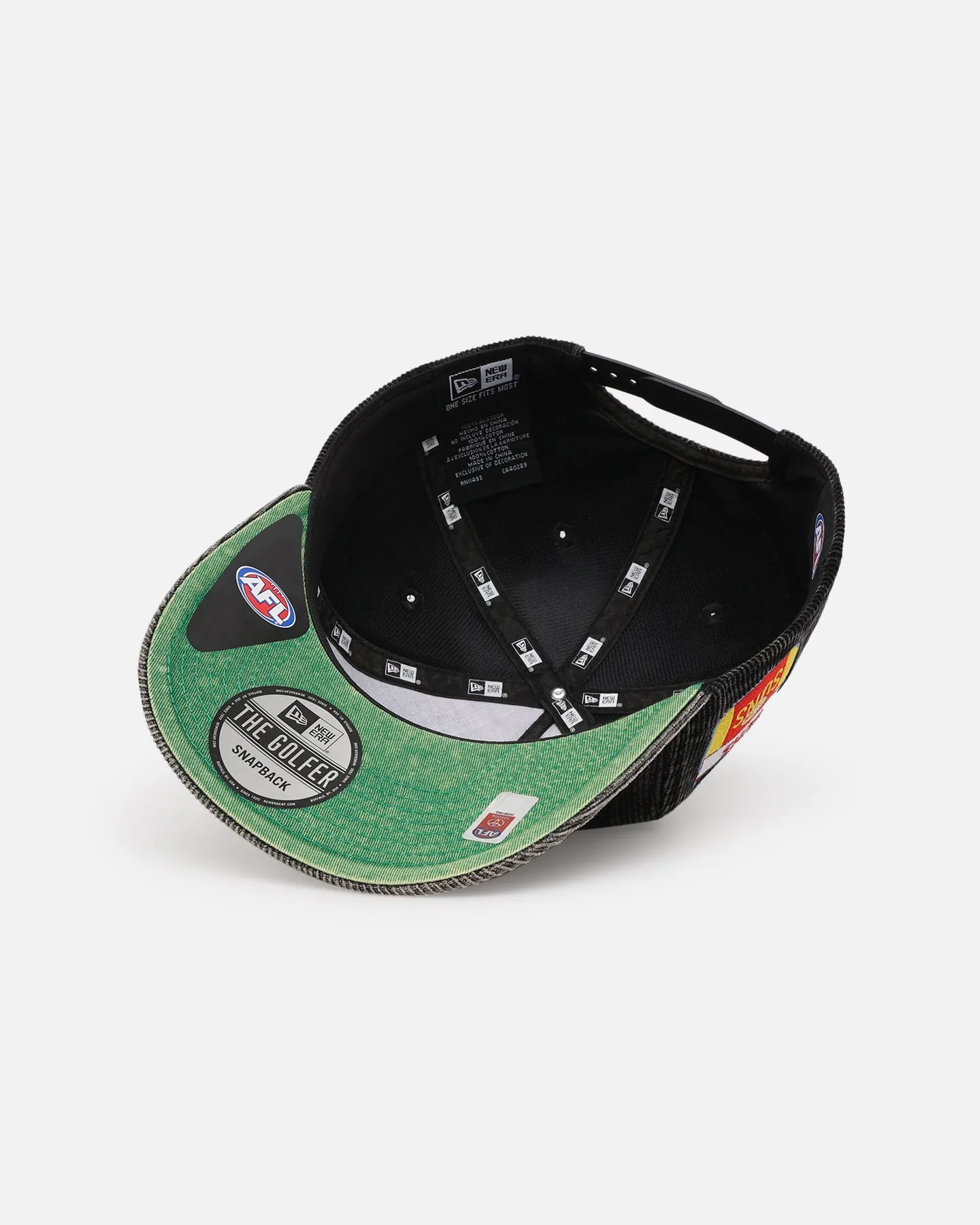 New Era Gold Coast Suns 'Washed Corduroy' Pre-Curved Golfer Snapback Black/Kelly Green