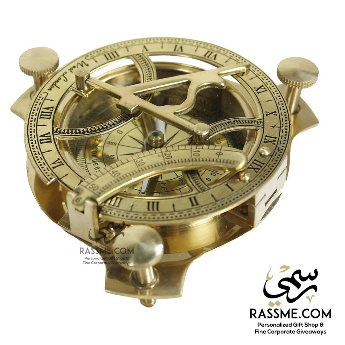 Personalized Astrolabe Compass Solid Brass with wooden Box