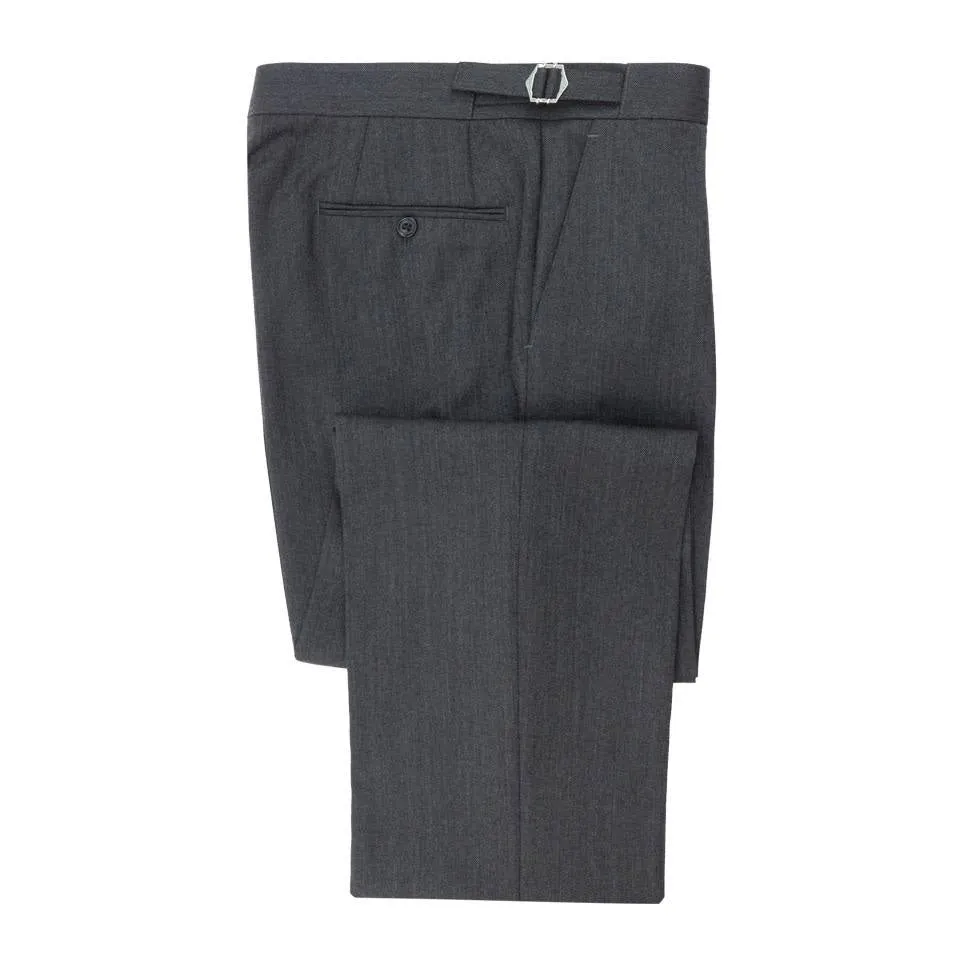 Pleated Suit Pants - Grey Herringbone