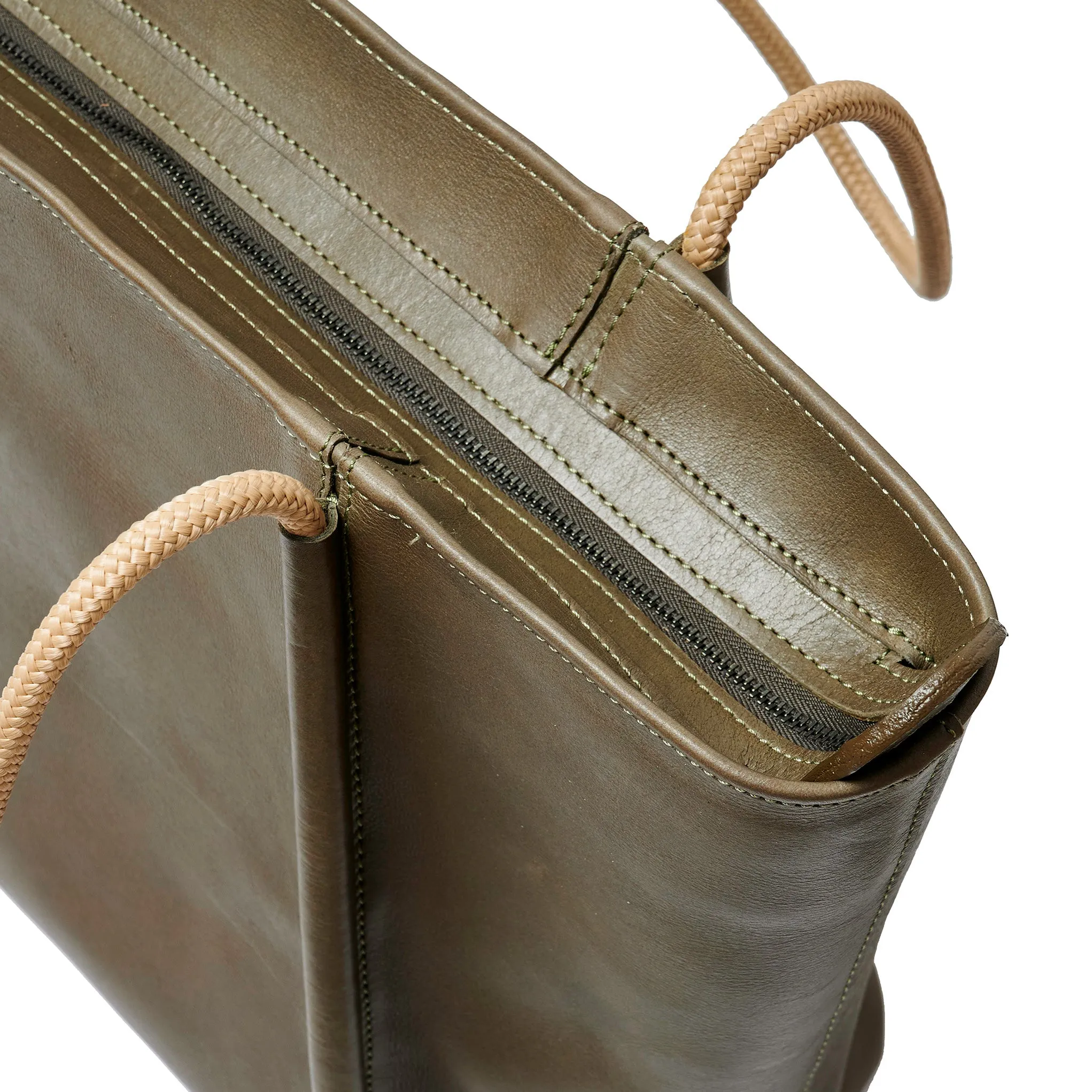 Project Dyad || Olive Inner small pocket Zipper Tote Bag