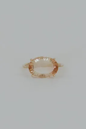 Radiant Cut Gemstone Ring - Sunstone 14K