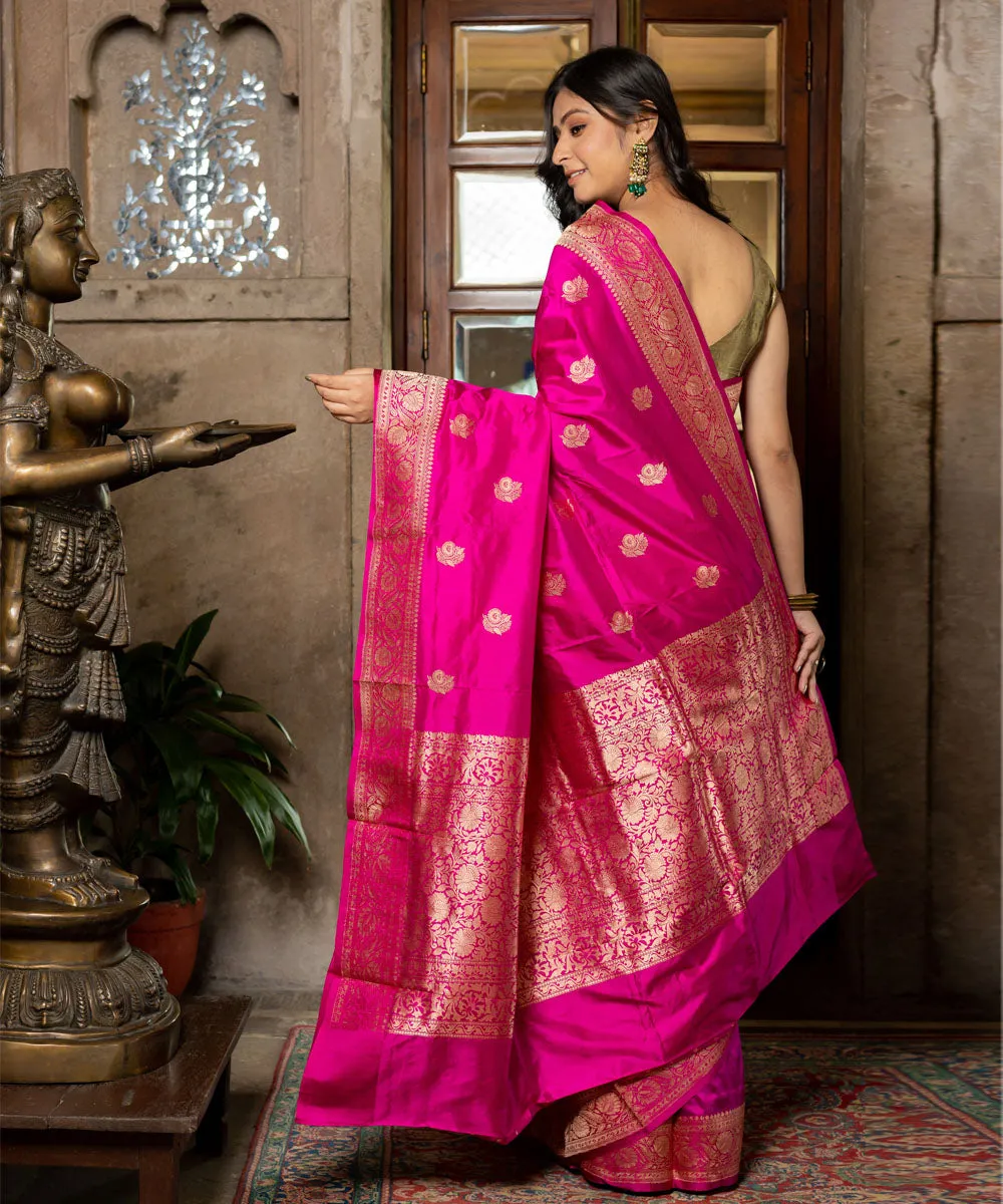 Rani pink handloom silk banarasi saree