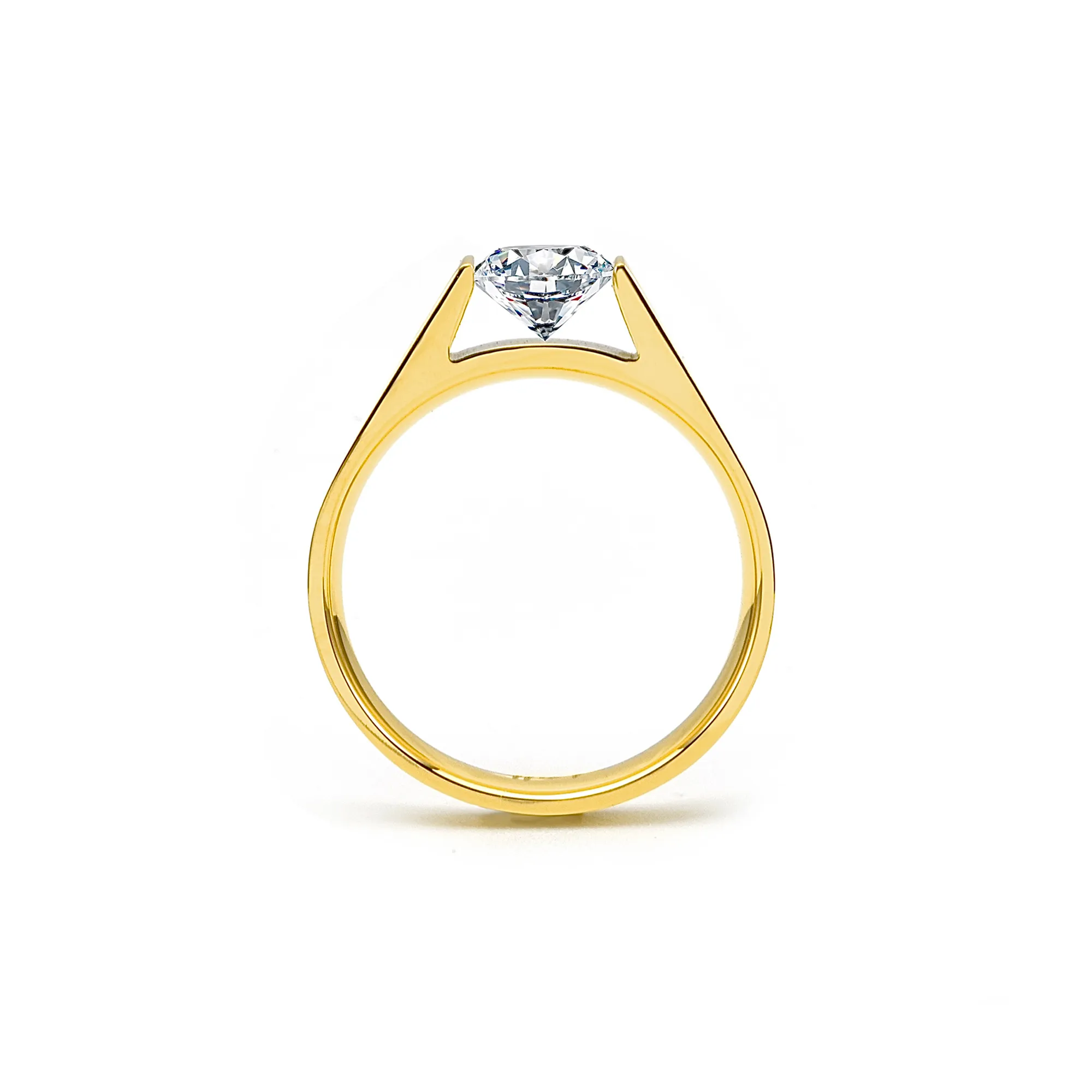 RG096G B.Tiff .75 ct Gold Plated Stainless Steel Round Solitaire Engagement Ring