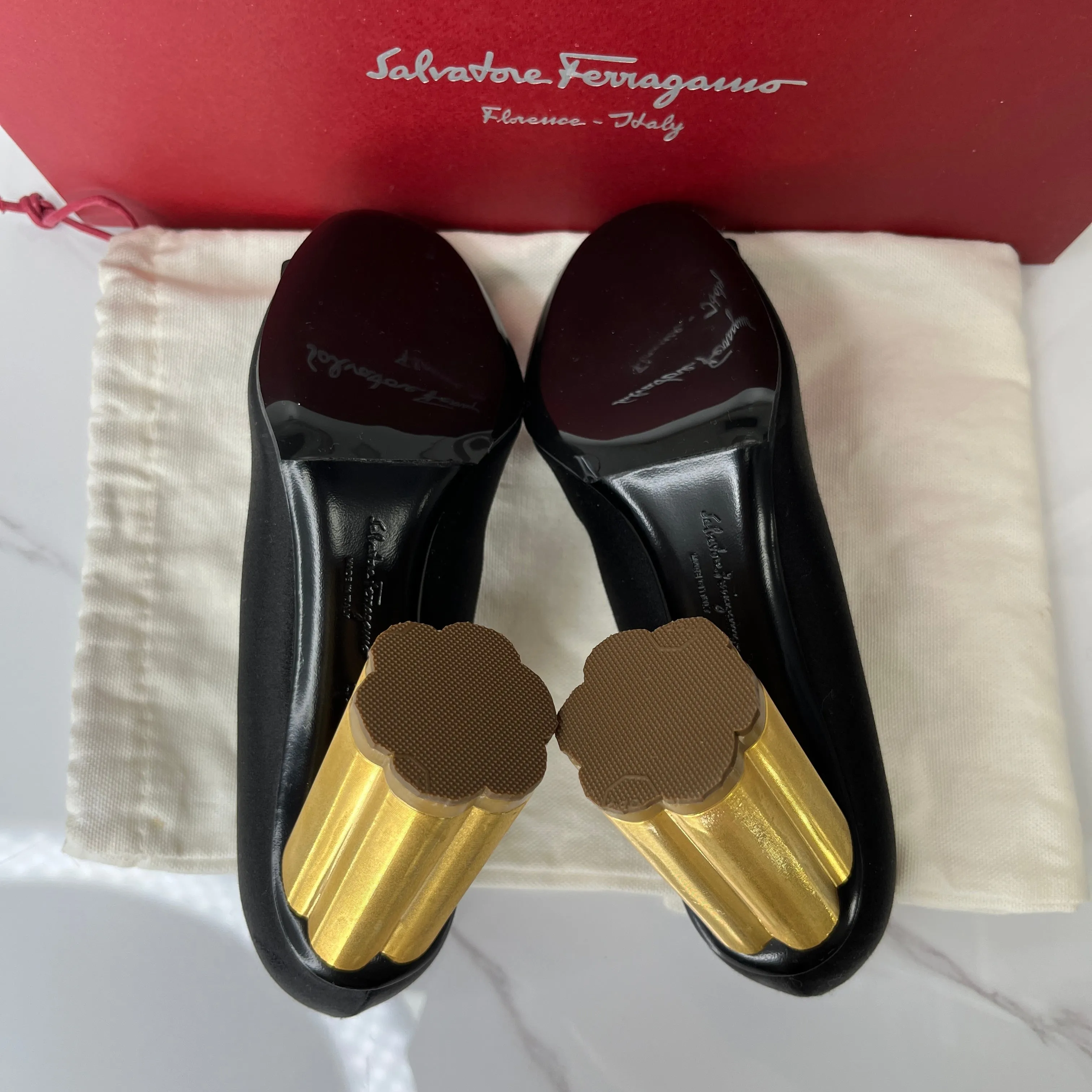 Salvatore Ferragamo Capua Flower-Heeled Pumps