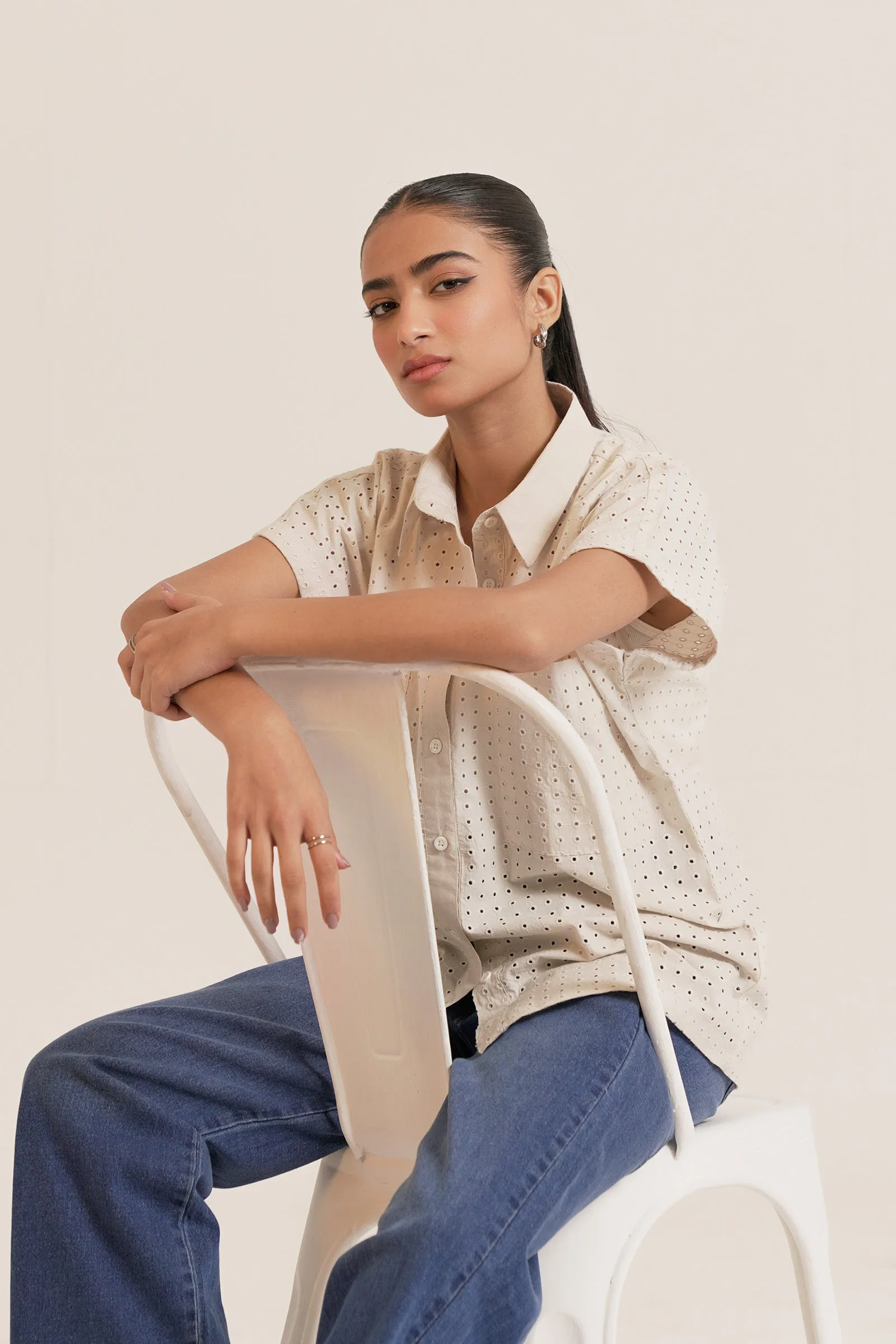 Schiffli Button-up Shirt