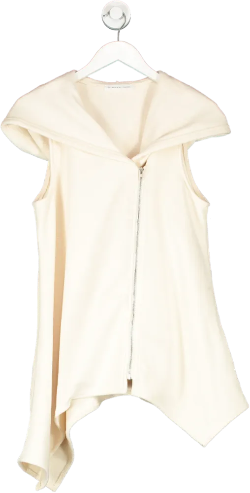 S.DEER Beige Hooded Irregular Vest UK S