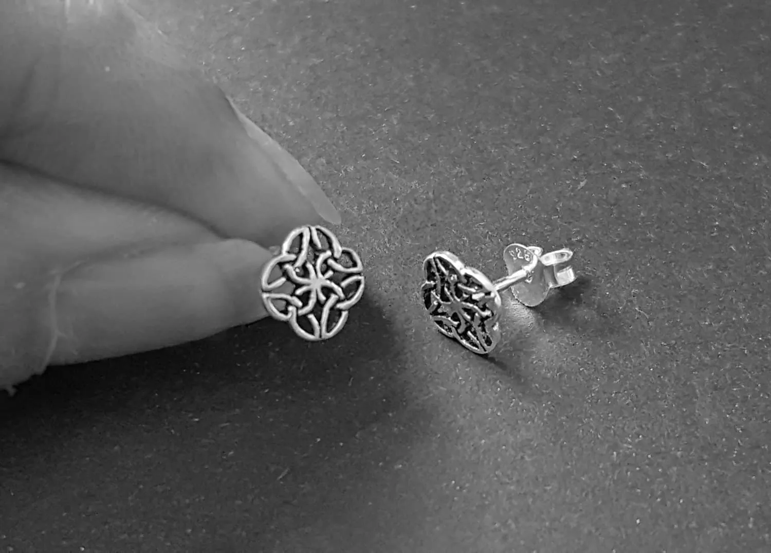 Silver Celtic Knot Earrings, Triquetra Celtic Symbols Entwined, 7mm Celtic Studs