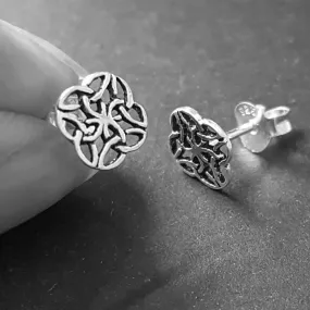 Silver Celtic Knot Earrings, Triquetra Celtic Symbols Entwined, 7mm Celtic Studs