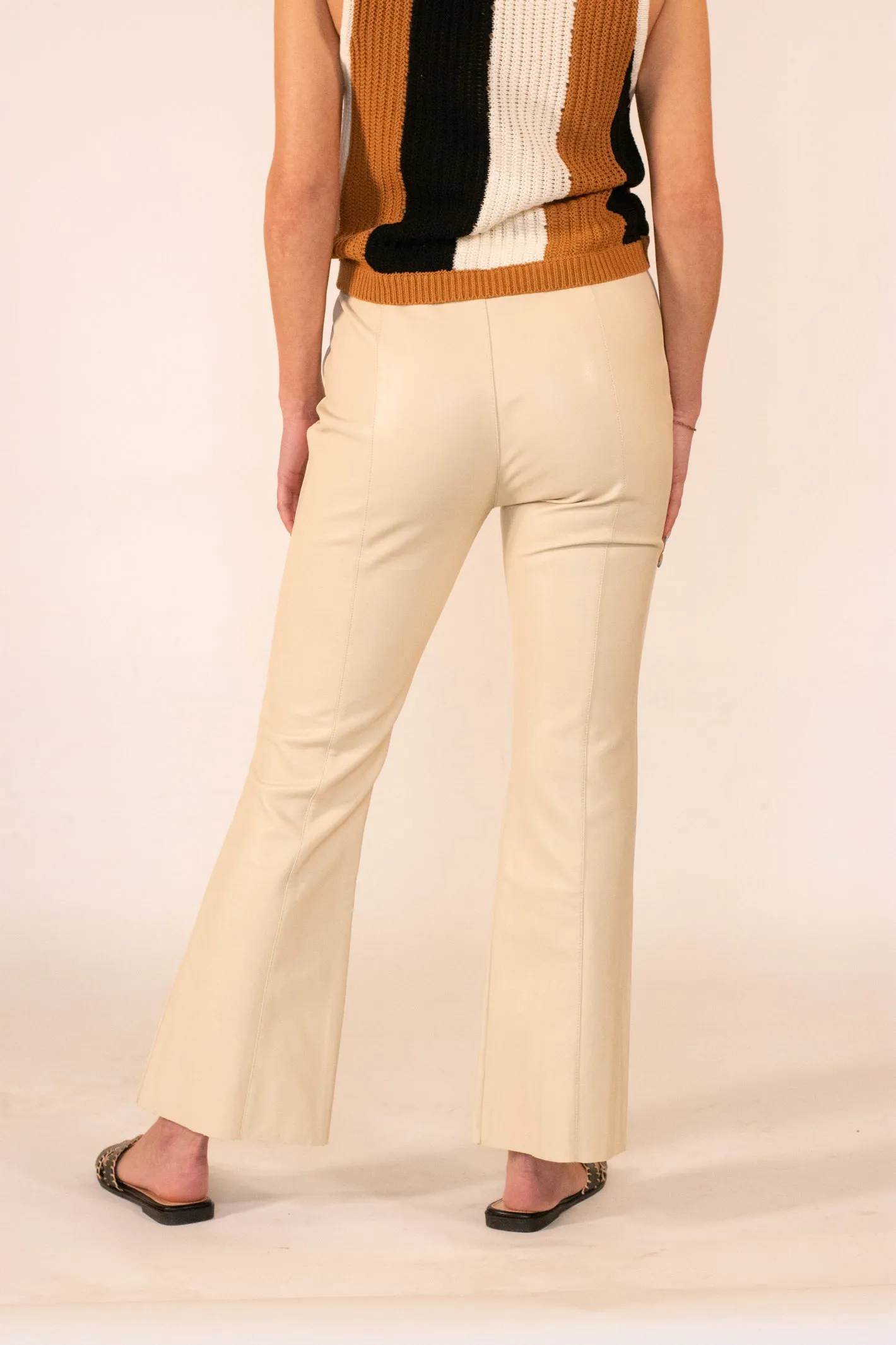 Sleek Perfection Ecru Faux-Leather Pant